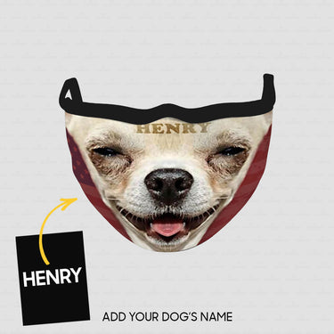 Personalized Dog Gift Idea - Smiling White Chihuahua's Face For Dog Lovers - Cloth Mask